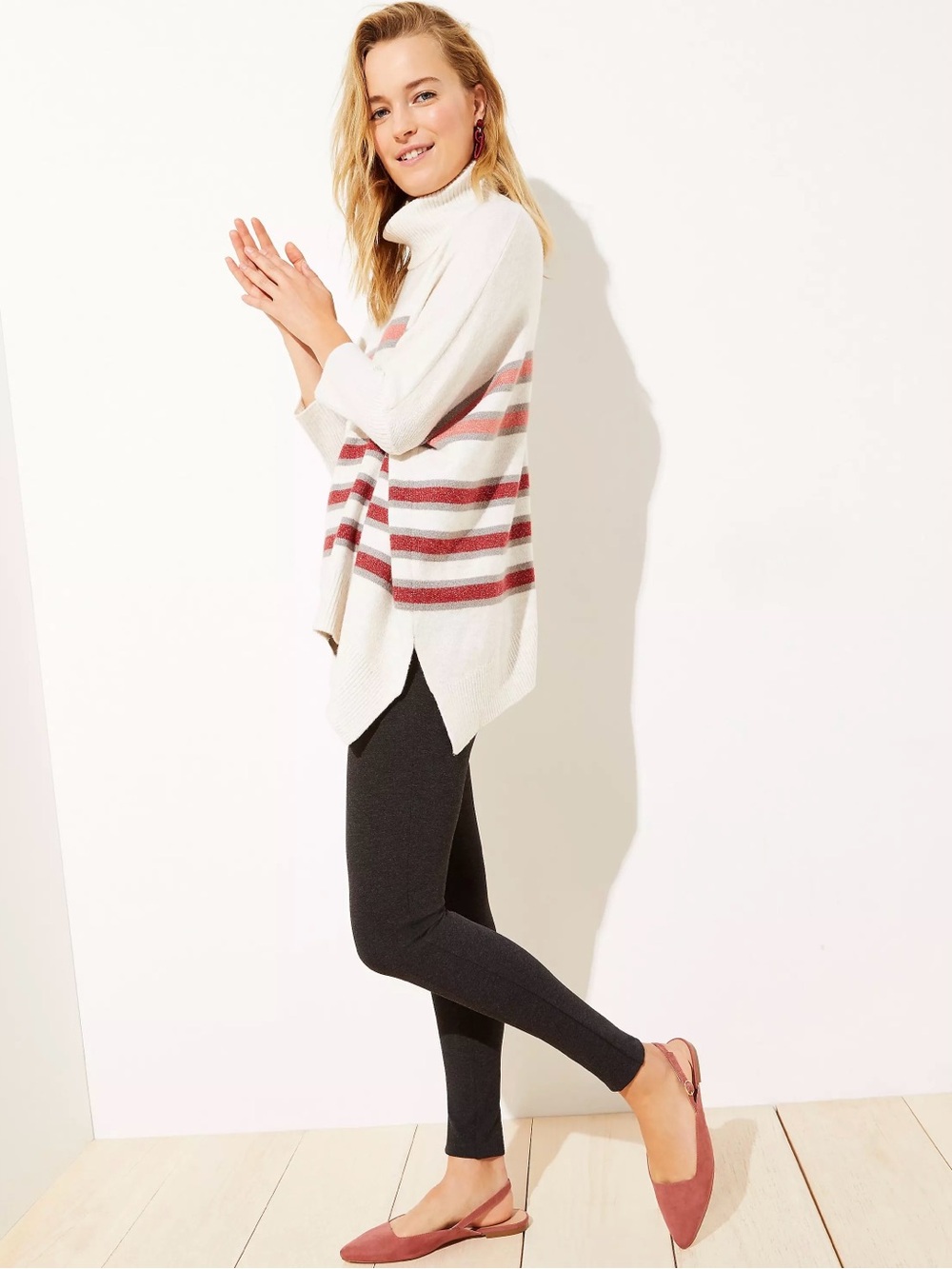 Loft Grey Seamed Ponte Leggings